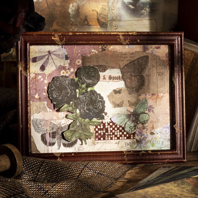 40pieces/pack Material Paper Mysterious Manual Series Large Size Retro Dark Wind Journal Decoration 6 Models