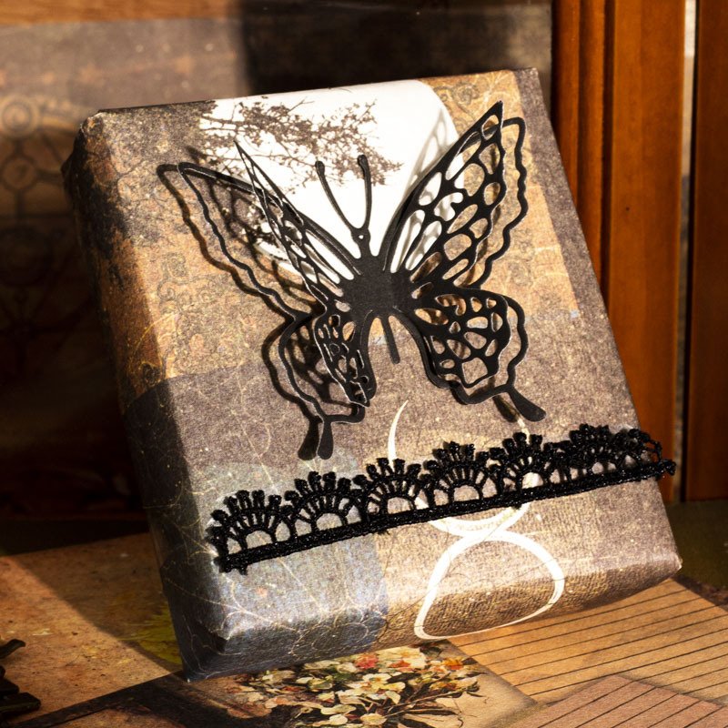 40pieces/pack Material Paper Mysterious Manual Series Large Size Retro Dark Wind Journal Decoration 6 Models