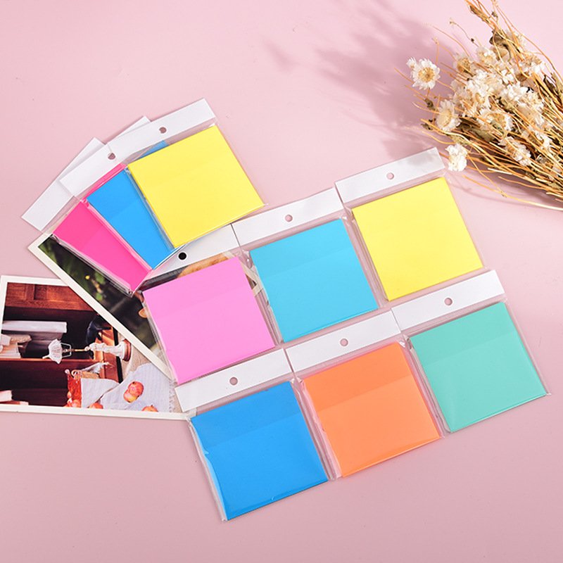 Custom Transparent PET Sticker Sticky Notes Notepad Fluorescent Colorful Clear Memo Pad Planner Customizable Planner Accessory