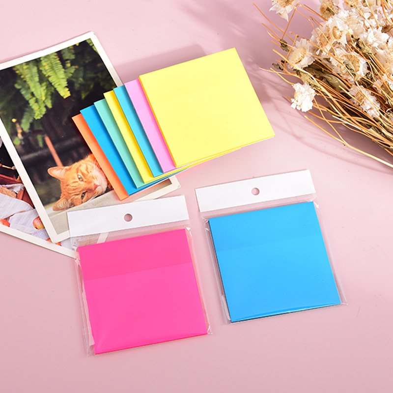 Custom Transparent PET Sticker Sticky Notes Notepad Fluorescent Colorful Clear Memo Pad Planner Customizable Planner Accessory