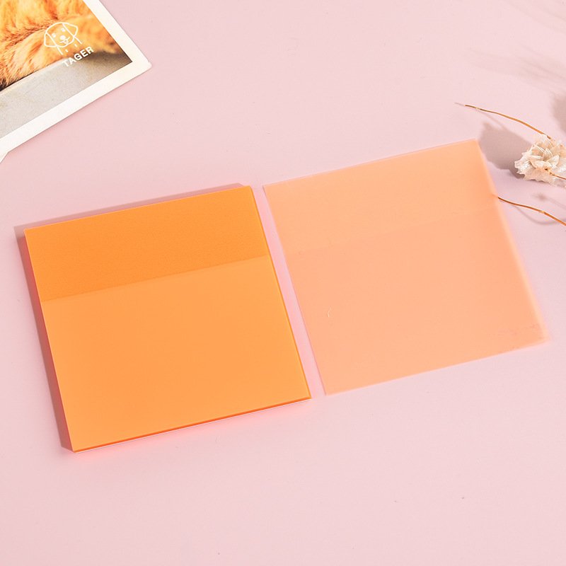 Custom Transparent PET Sticker Sticky Notes Notepad Fluorescent Colorful Clear Memo Pad Planner Customizable Planner Accessory