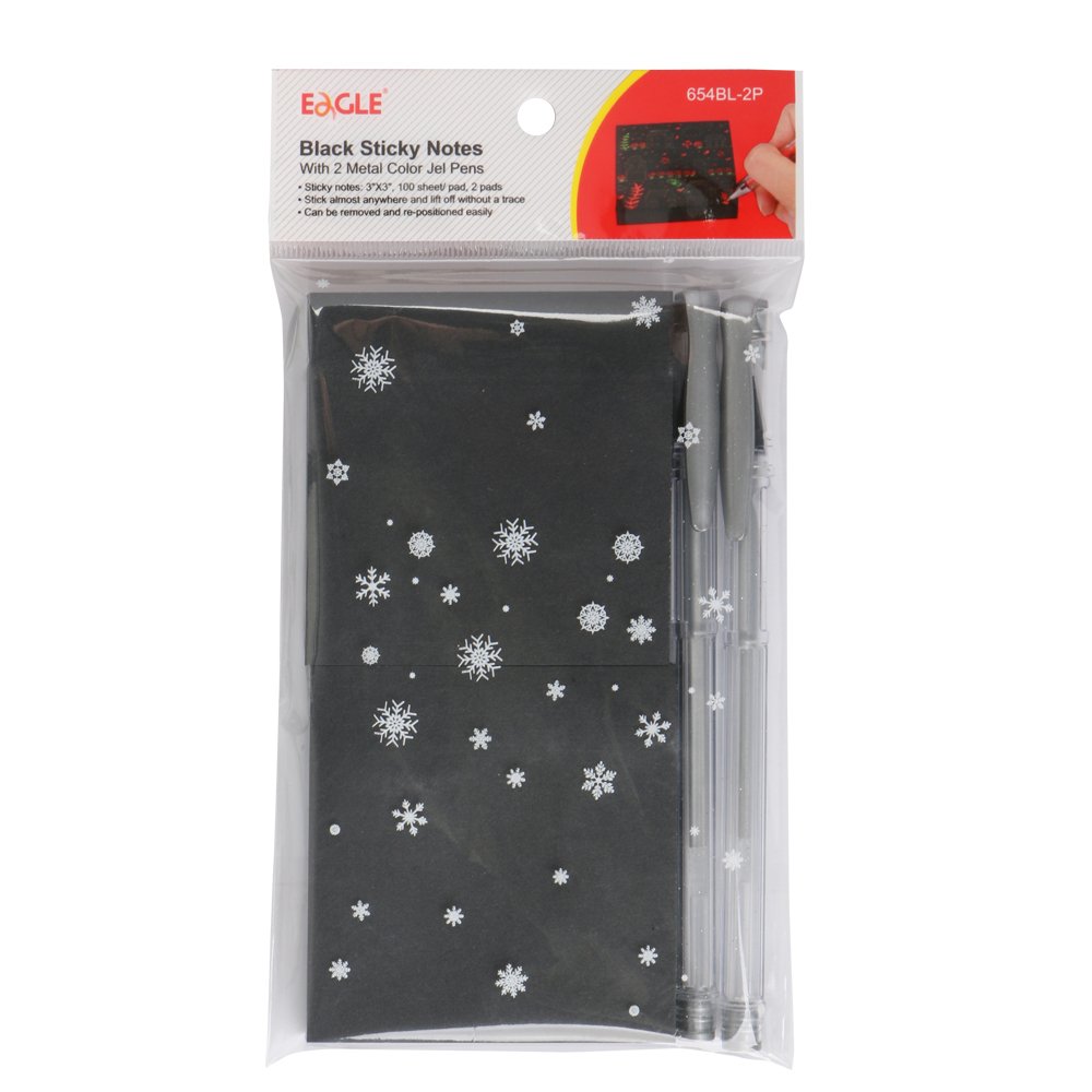 Eagle 2 Packs Black Sticky Notes Customizable Sticky Notes Set Creative Paper Sticky Notes Pad Post 654BL-2P