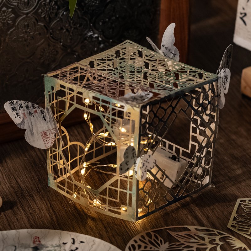 10pcs/pack Material paper Window city hometown series Ancient style hollow flower window handbook creative material