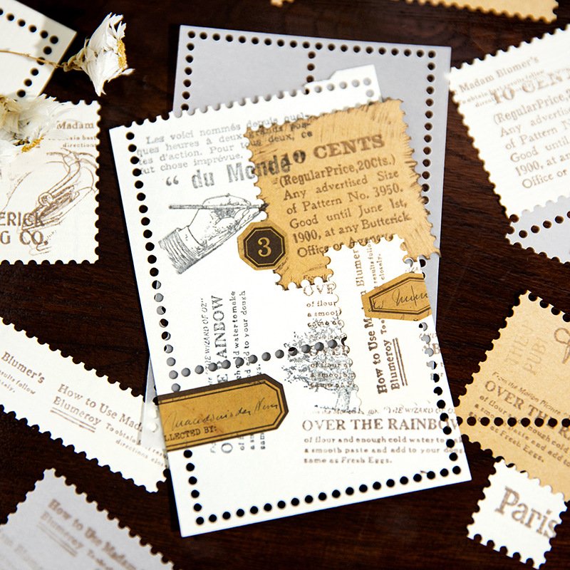 20pcs/pack message Notepad Time Traveler Series Punch Stamp Frame Vintage Journal Decorative Collage Material DIY