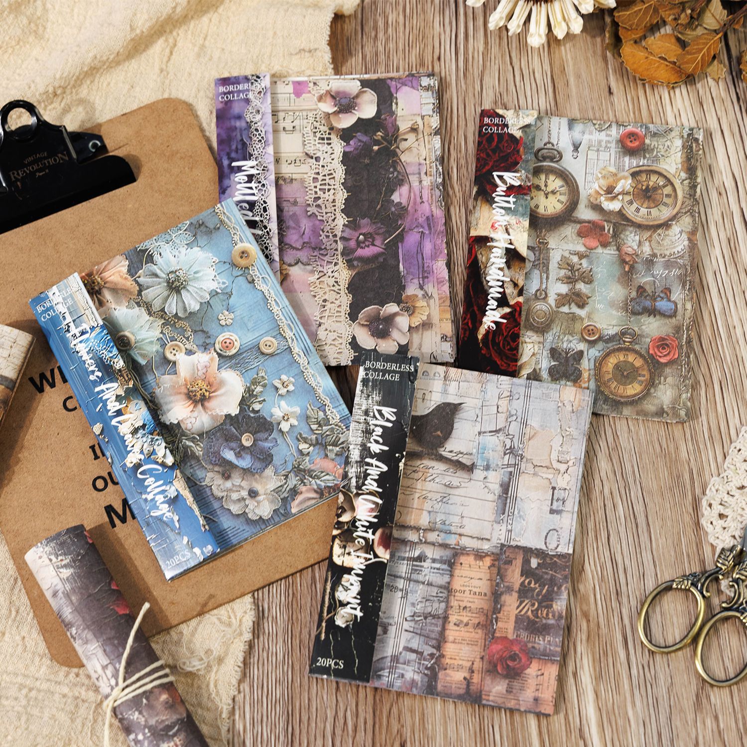 20pcs/pack Boundless collage series American vintage handbook material paper handbook DIY decoration