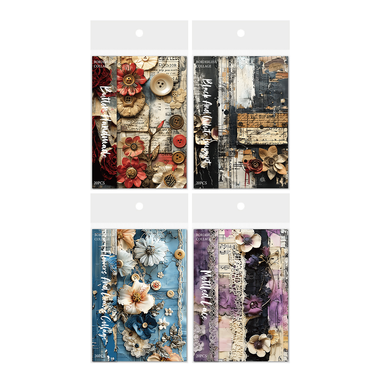 20pcs/pack Boundless collage series American vintage handbook material paper handbook DIY decoration