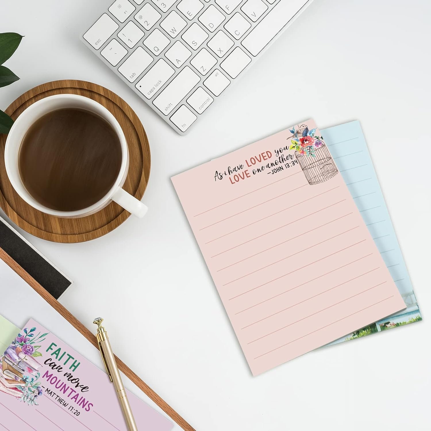 8 Pack 4x5.5 Inch Floral Design Christian Religious Bible Verse Adhesive Memo Pads Sticky Note Pads Writing Diary Lists