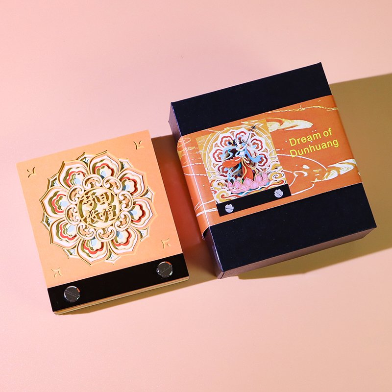 3D Classic Chinese Dunhuang Frescoes Paper Cut Memo Pad Architectural Model Ornaments Three-Dimensional Paper Creative Gifts