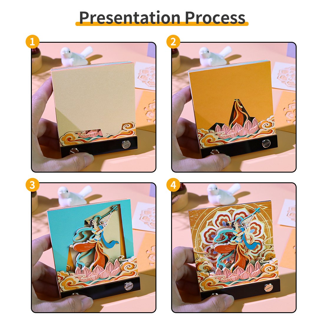 3D Classic Chinese Dunhuang Frescoes Paper Cut Memo Pad Architectural Model Ornaments Three-Dimensional Paper Creative Gifts
