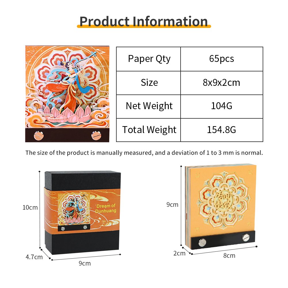 3D Classic Chinese Dunhuang Frescoes Paper Cut Memo Pad Architectural Model Ornaments Three-Dimensional Paper Creative Gifts