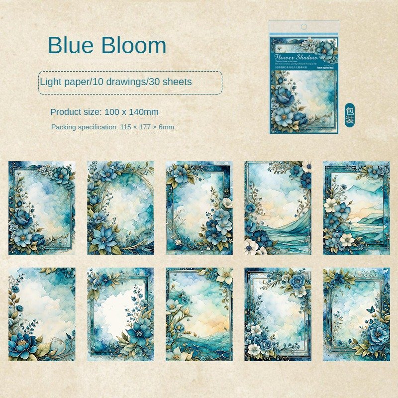 30 sheets/pack Flower theme material paper Flower shadow around the frame series 6 selections of vintage material