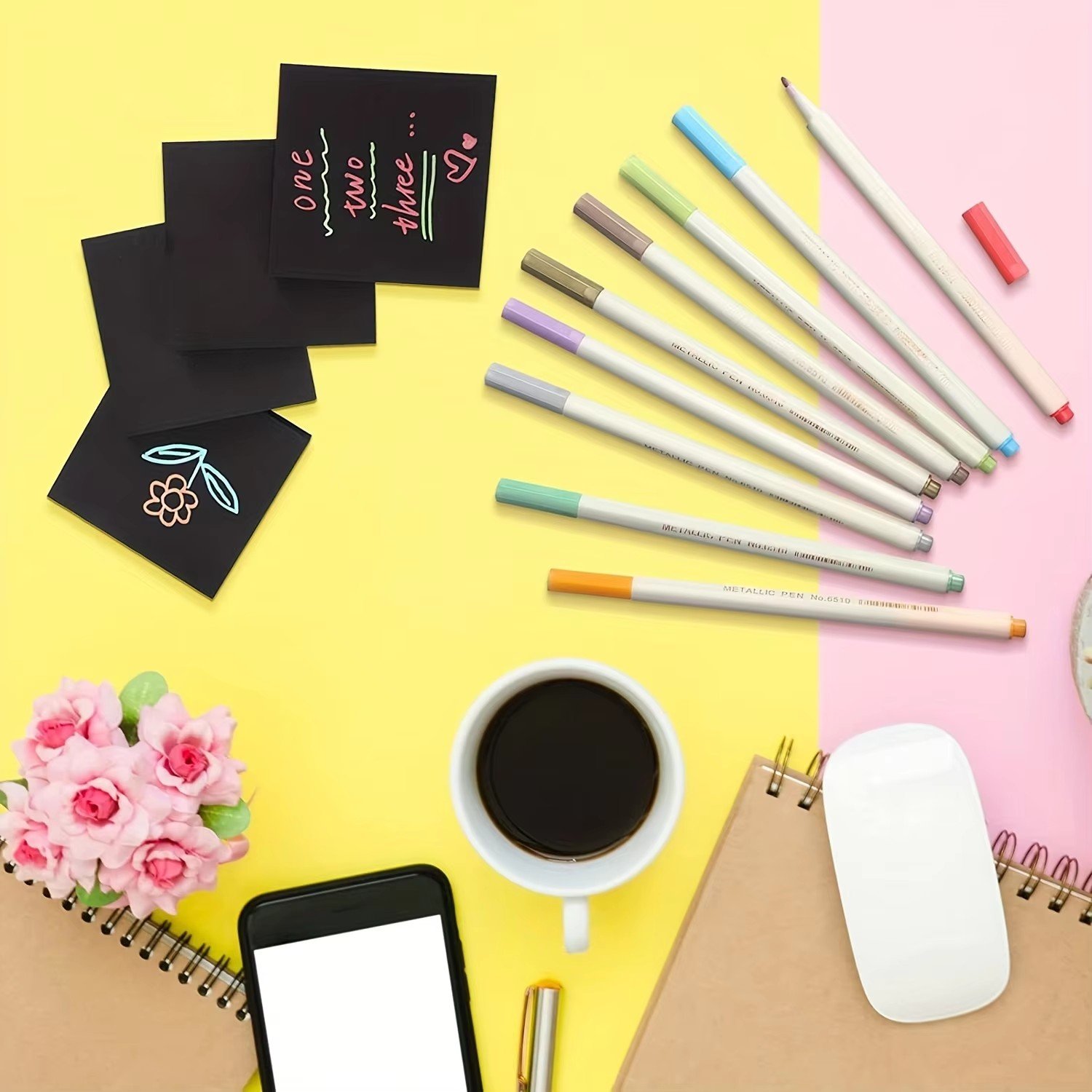 5 PCS,250 Sheets Sticky Notes Self-Stick Notes Black for Office School Home Supplies 5 Pads, 50 Sheets/Pad