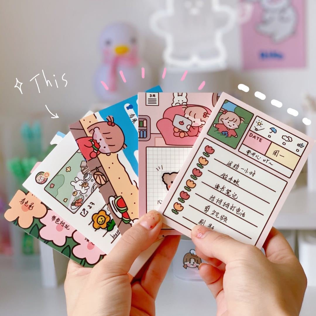 To Do List Custom Undated Daily Kawaii Cute Mini sticky note Notepad Customizable Schedule Memo Pads