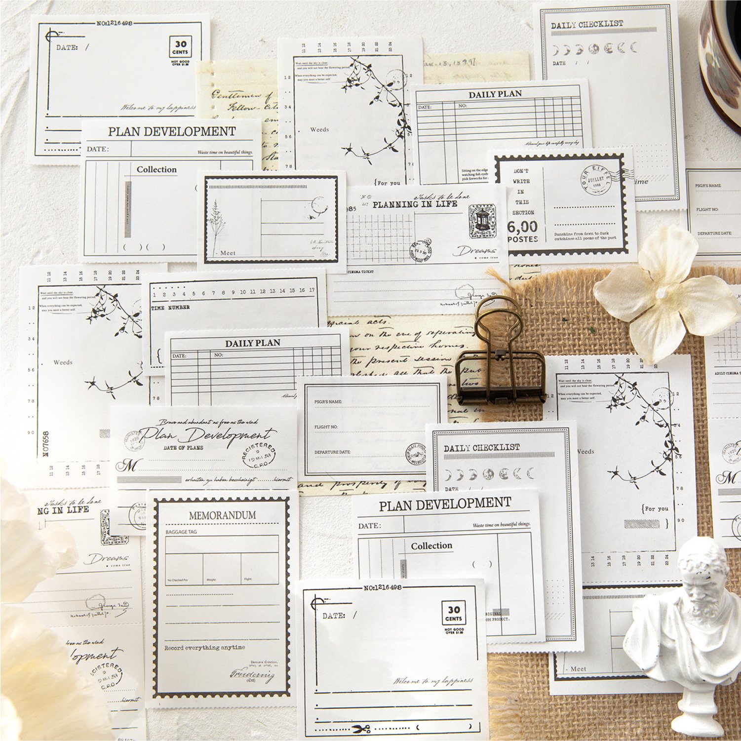 Memo Pad Ashes Simple Vintage Series Burnt Decoration Junk Journal Memo for Diary Aesthetic DIY Albums Mr. Paper 50 Pages /Set
