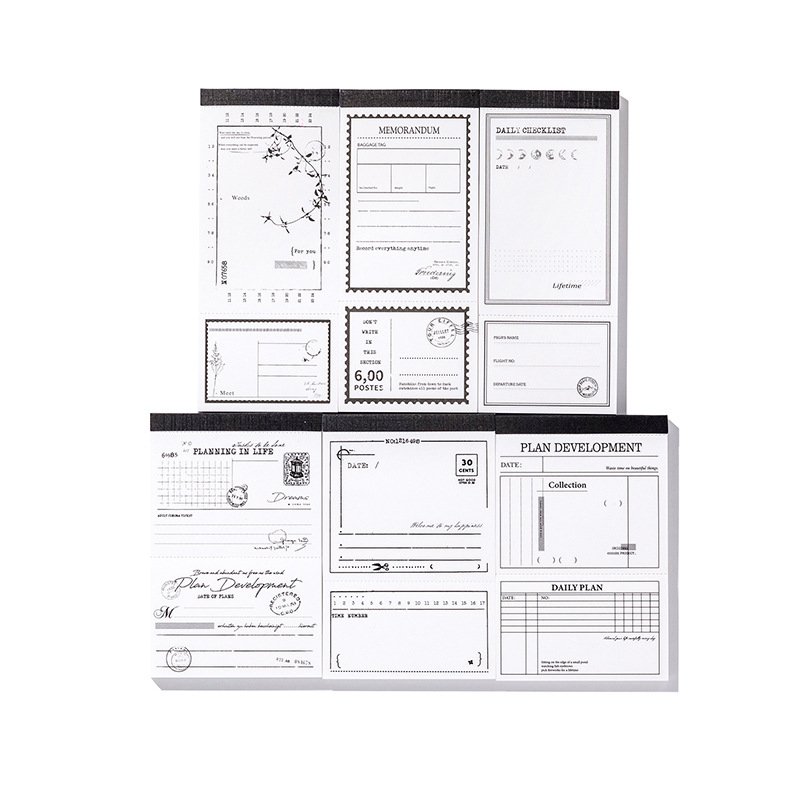 Memo Pad Ashes Simple Vintage Series Burnt Decoration Junk Journal Memo for Diary Aesthetic DIY Albums Mr. Paper 50 Pages /Set