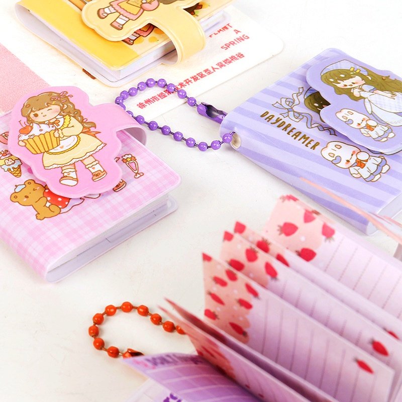 School Supplies Mini Cute Notebook/Portable Pocket Shared Notebook/Cute Girl Keychain Notebook Holiday Gift for Children
