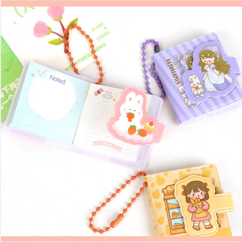 School Supplies Mini Cute Notebook/Portable Pocket Shared Notebook/Cute Girl Keychain Notebook Holiday Gift for Children