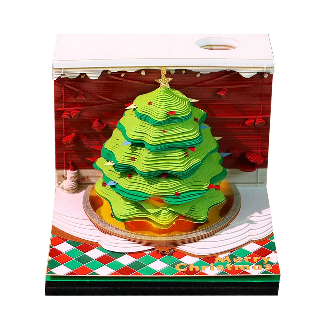 Calendar in 2025 Punch in desk Calendar creative 3D paper sculpture desktop decoration of the Christmas office
