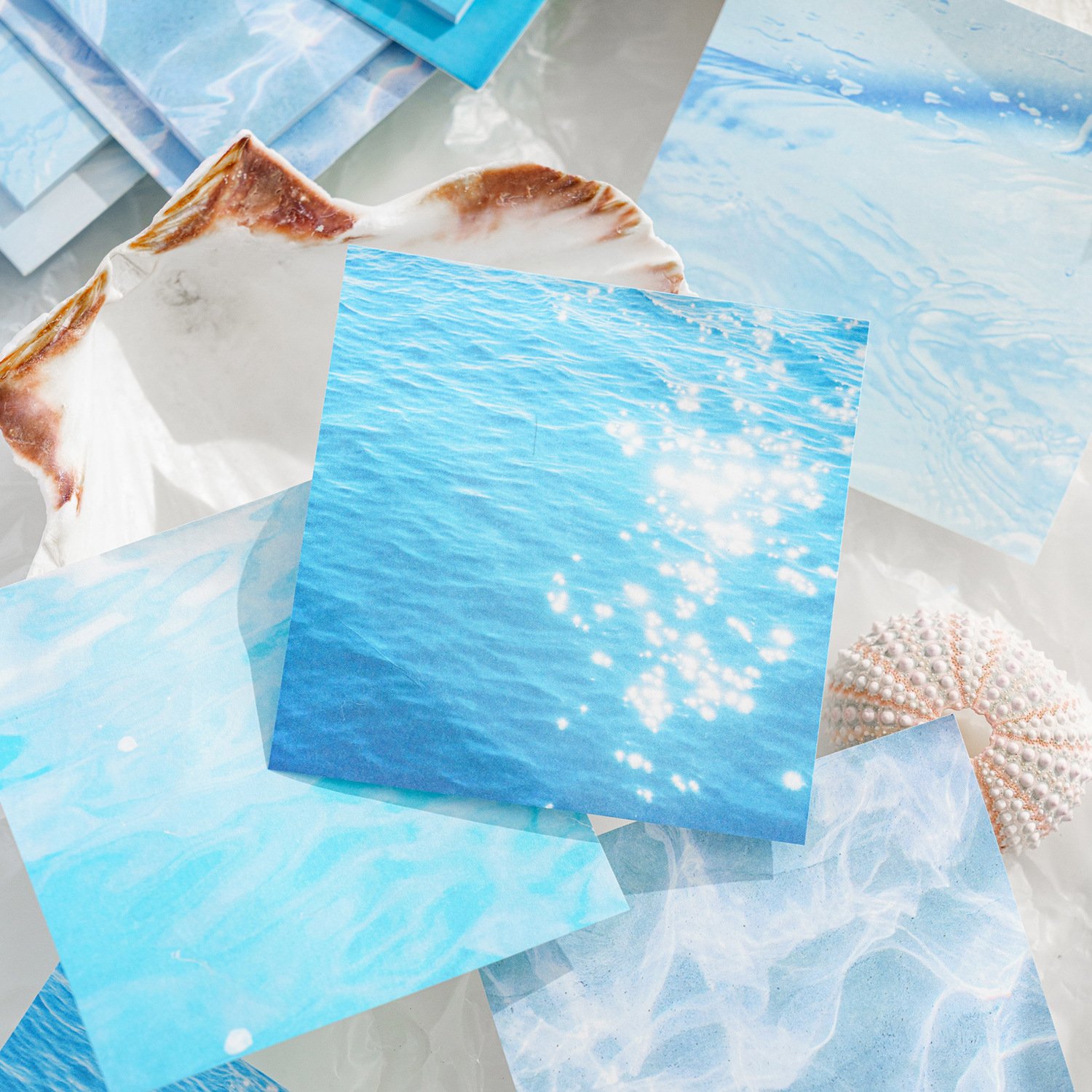 Summer Sea Water Ripple Sticky Memo Pad Eco-friendly White Kraft Paper Decorative Message Sticker Student Gift Custom Wholesale