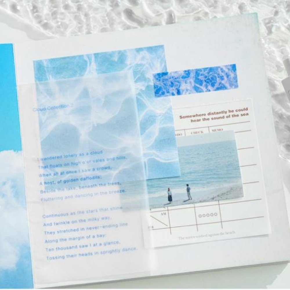Summer Sea Water Ripple Sticky Memo Pad Eco-friendly White Kraft Paper Decorative Message Sticker Student Gift Custom Wholesale