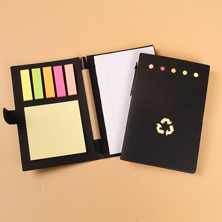 Kraft cover custom logo printing sticky notes memo pad with pen