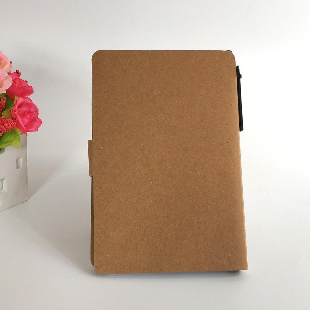 Kraft cover custom logo printing sticky notes memo pad with pen