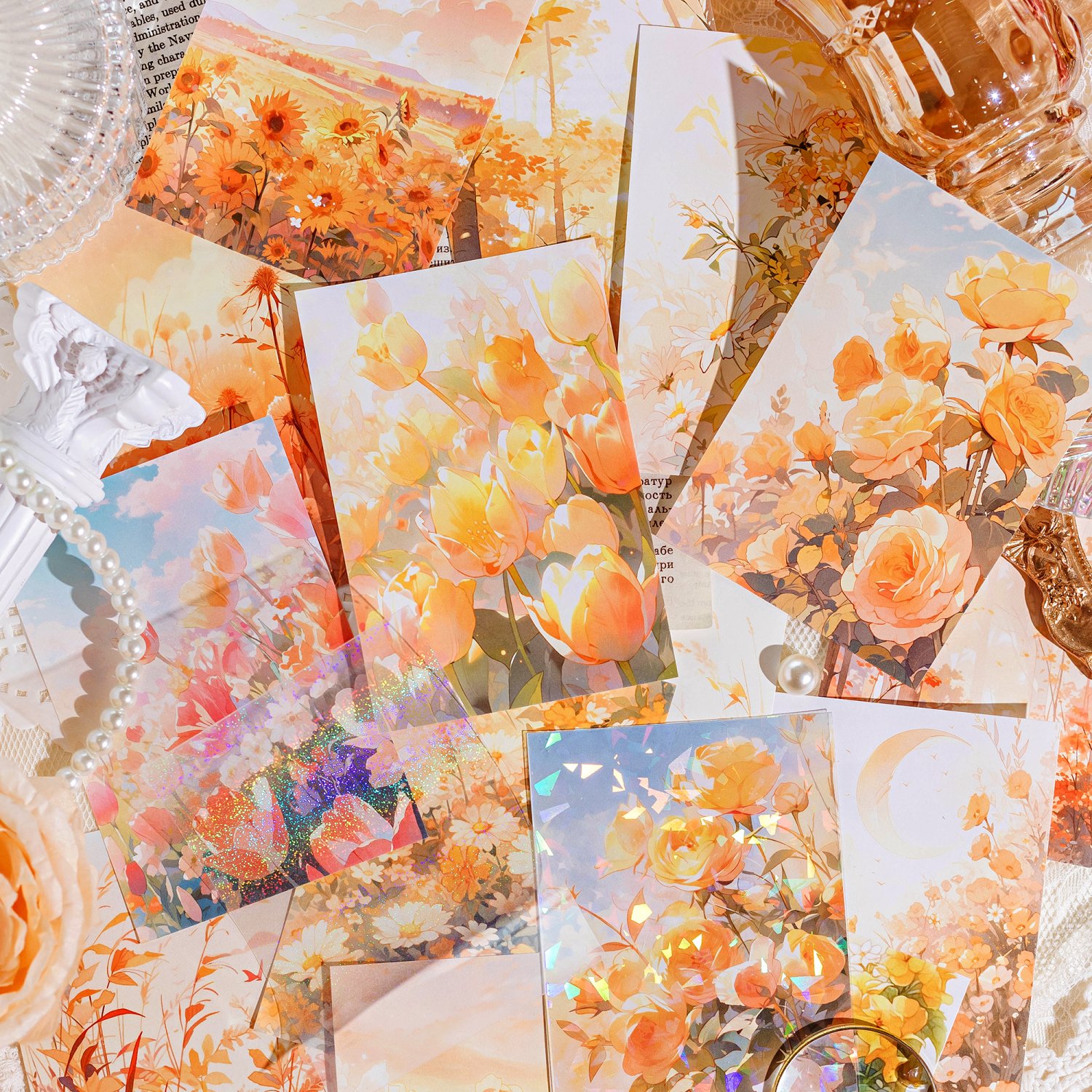 High Quality Versatile Flower Design DIY Scrapbooking Journal Loose Leaf Account Memo Pads with Shell Light Background Paper