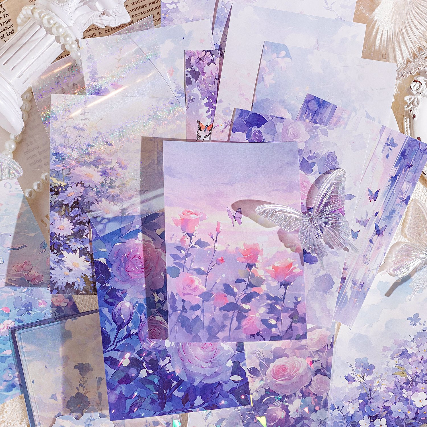 High Quality Versatile Flower Design DIY Scrapbooking Journal Loose Leaf Account Memo Pads with Shell Light Background Paper