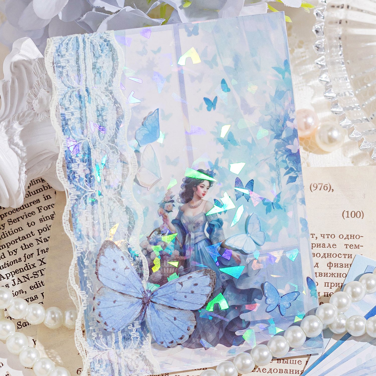 High Quality Versatile Flower Design DIY Scrapbooking Journal Loose Leaf Account Memo Pads with Shell Light Background Paper