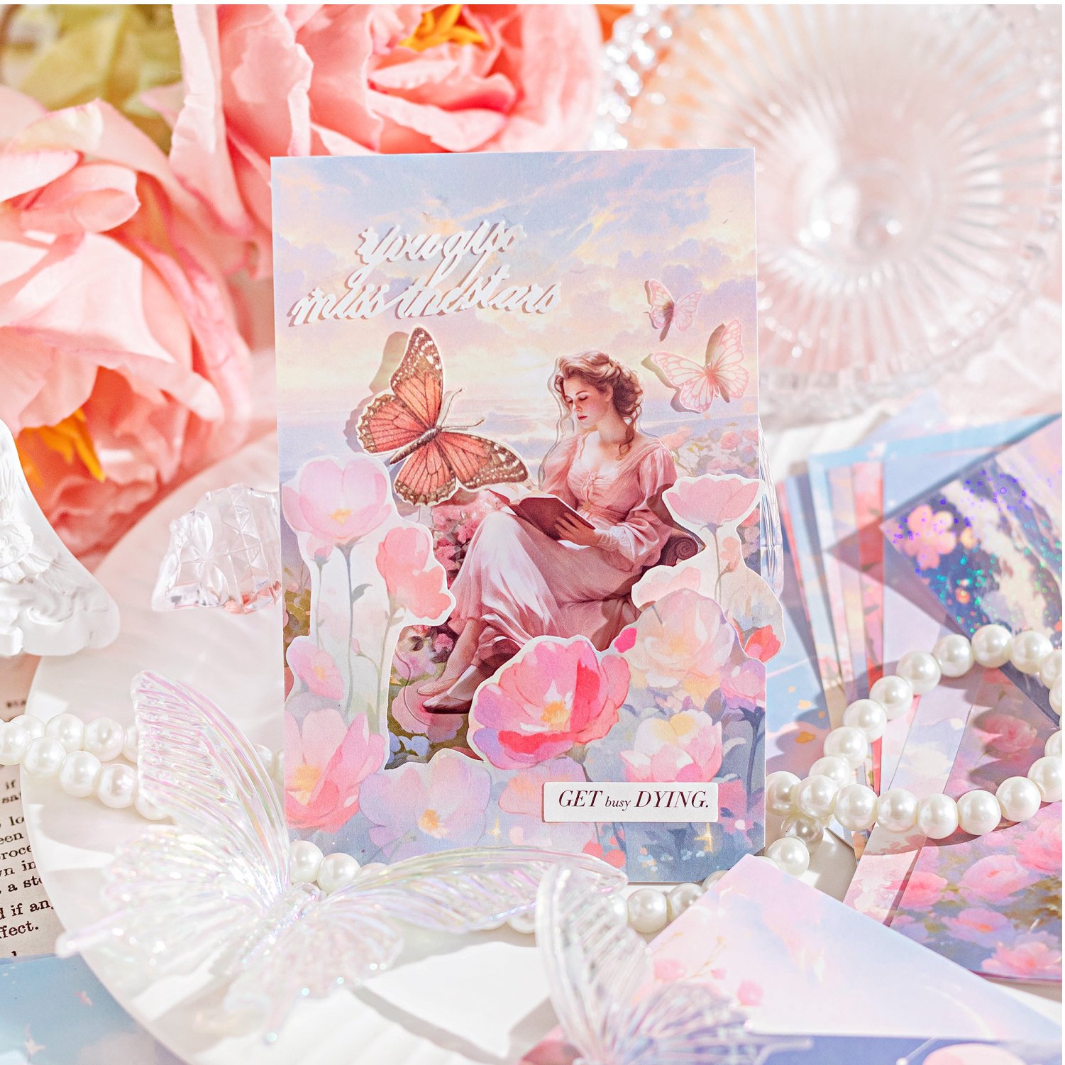 High Quality Versatile Flower Design DIY Scrapbooking Journal Loose Leaf Account Memo Pads with Shell Light Background Paper