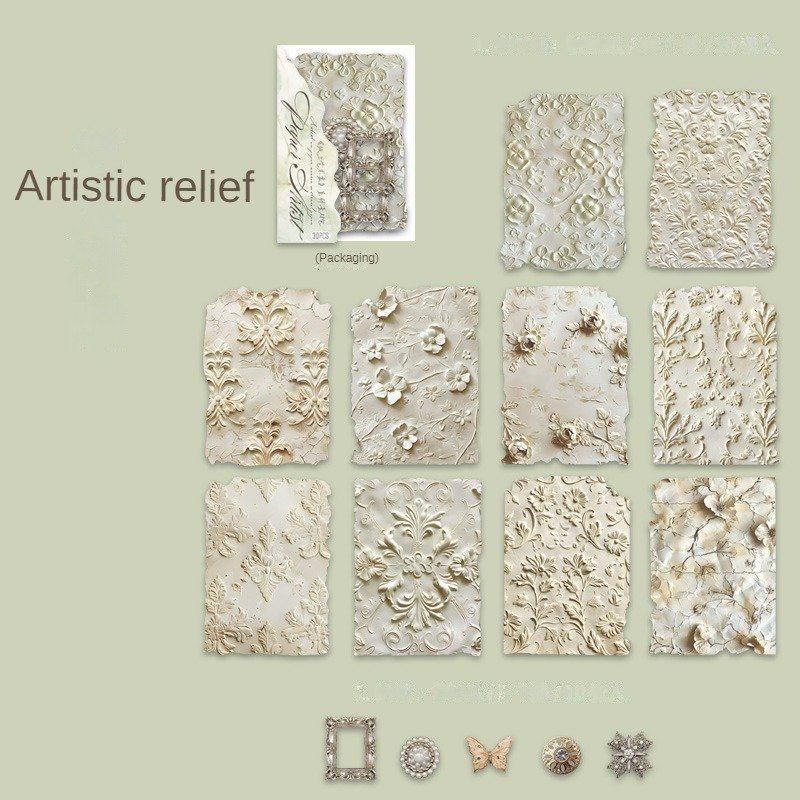 30pcs/pack Material Pack Paper Artist Series Textured Embossed Handbook Decoration Material