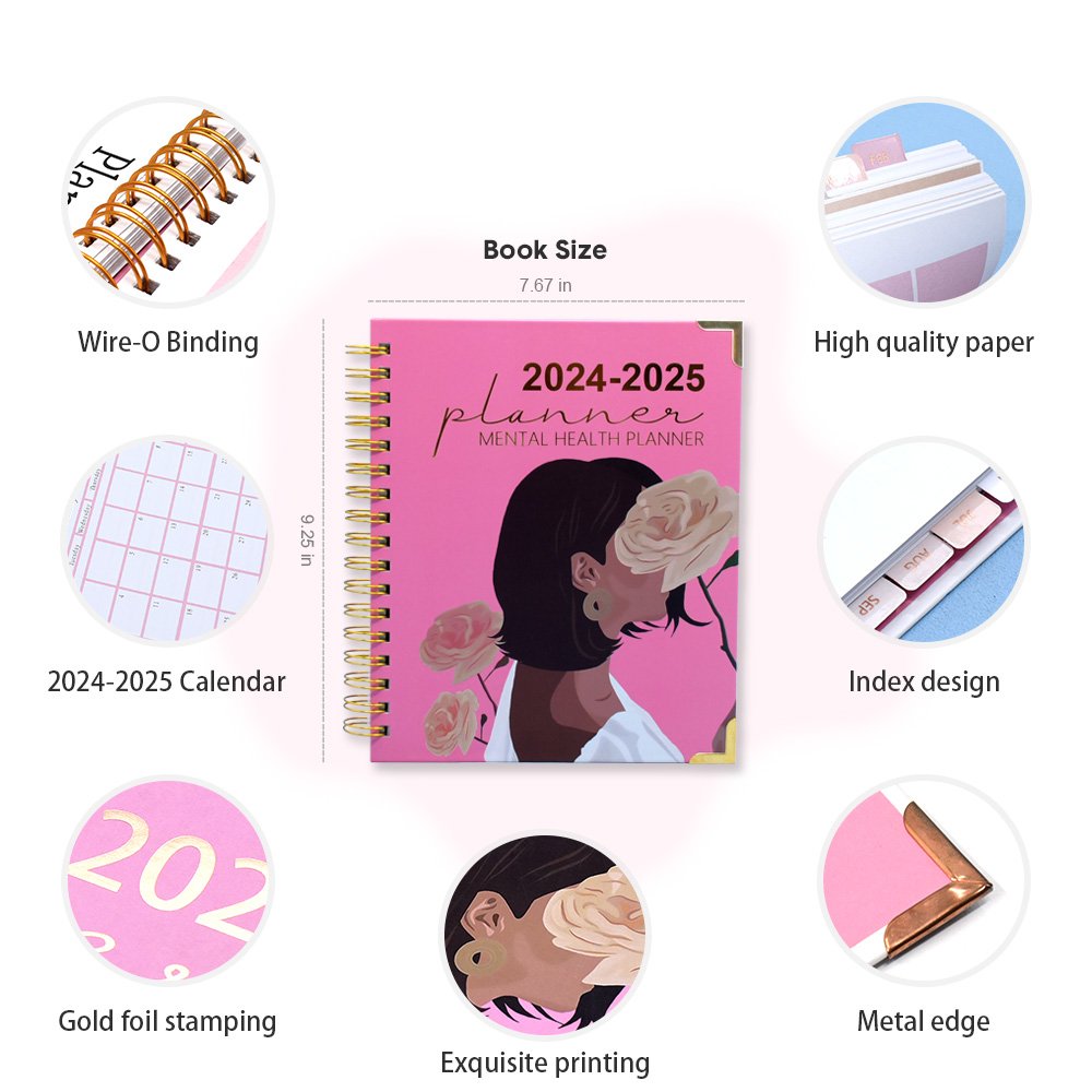Free Sample Custom 2024-2025 Hardcover A5 Life Journal Notebook Printed Diary Planner Printing