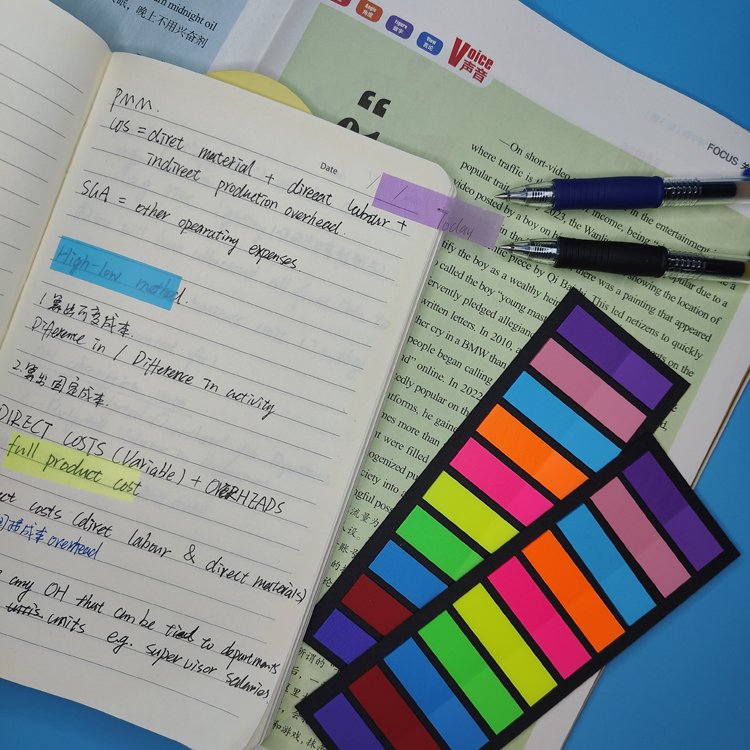 Index tabs Instruction sticker 10 colors neon flag sticky waterproof bookmark transparent notepad stationery sticky note