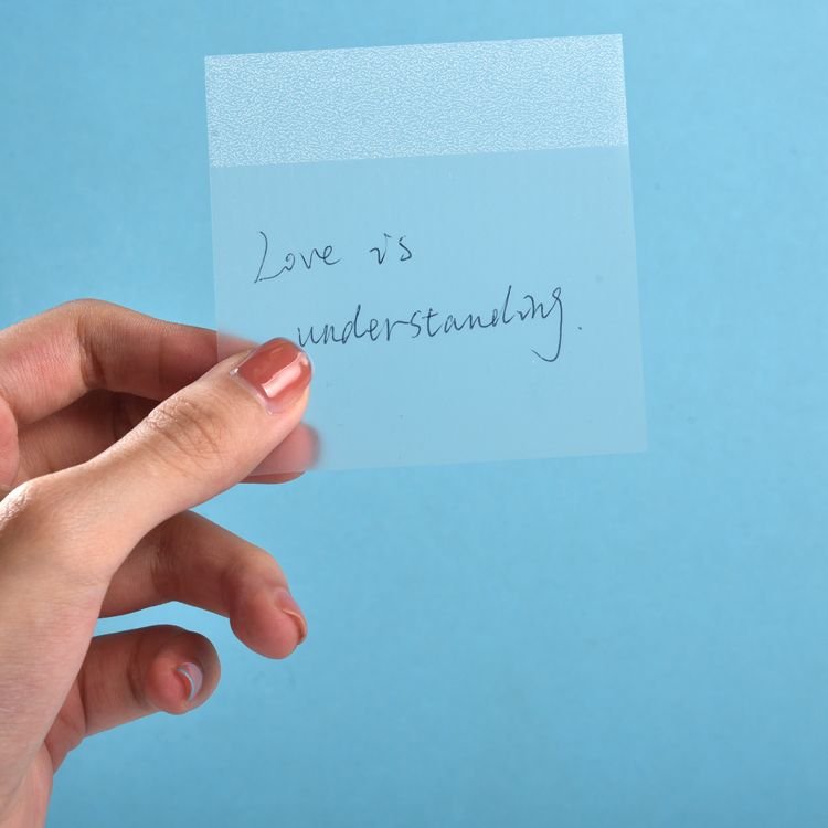 BTG 3x3 Inch Clear PET Transparent Self-Adhesive Memo Pad Waterproof Natural Paper Sticky Notebook with Magnetic Feature