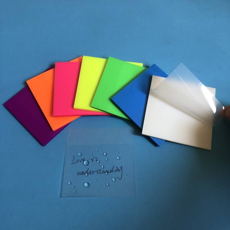 BTG 3x3 Inch Clear PET Transparent Self-Adhesive Memo Pad Waterproof Natural Paper Sticky Notebook with Magnetic Feature
