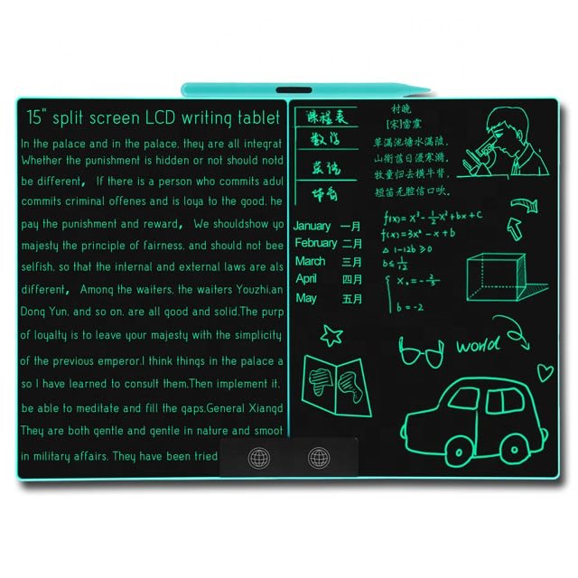 LCD Writing Tablet 15 Inch Handwriting Paper Dual Screen Drawing Tablet Gift for Kids and Adults at Home School and Office