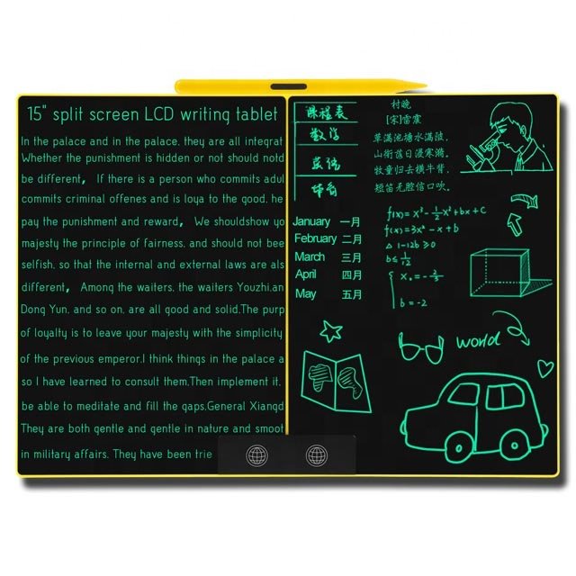 LCD Writing Tablet 15 Inch Handwriting Paper Dual Screen Drawing Tablet Gift for Kids and Adults at Home School and Office