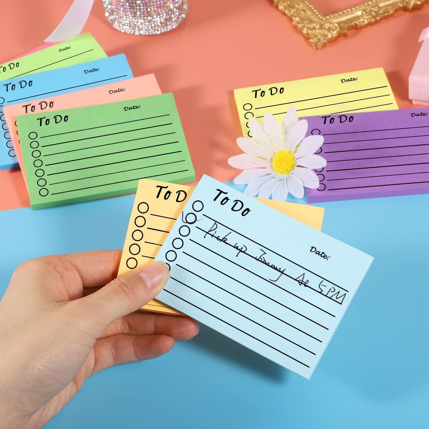 Set of 9 Cute Self-Adhesive To-Do List Chestlist Sticky Notes with Lines Loose Leaf Index Card Memo Notes for Writing and Gifts