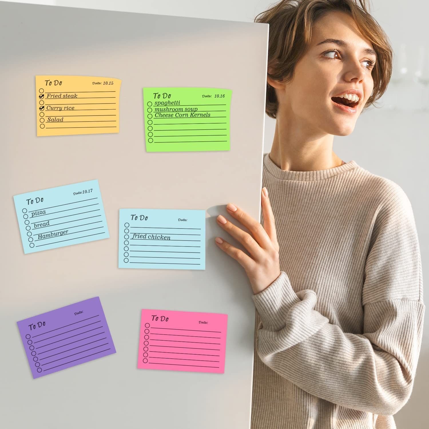 Set of 9 Cute Self-Adhesive To-Do List Chestlist Sticky Notes with Lines Loose Leaf Index Card Memo Notes for Writing and Gifts