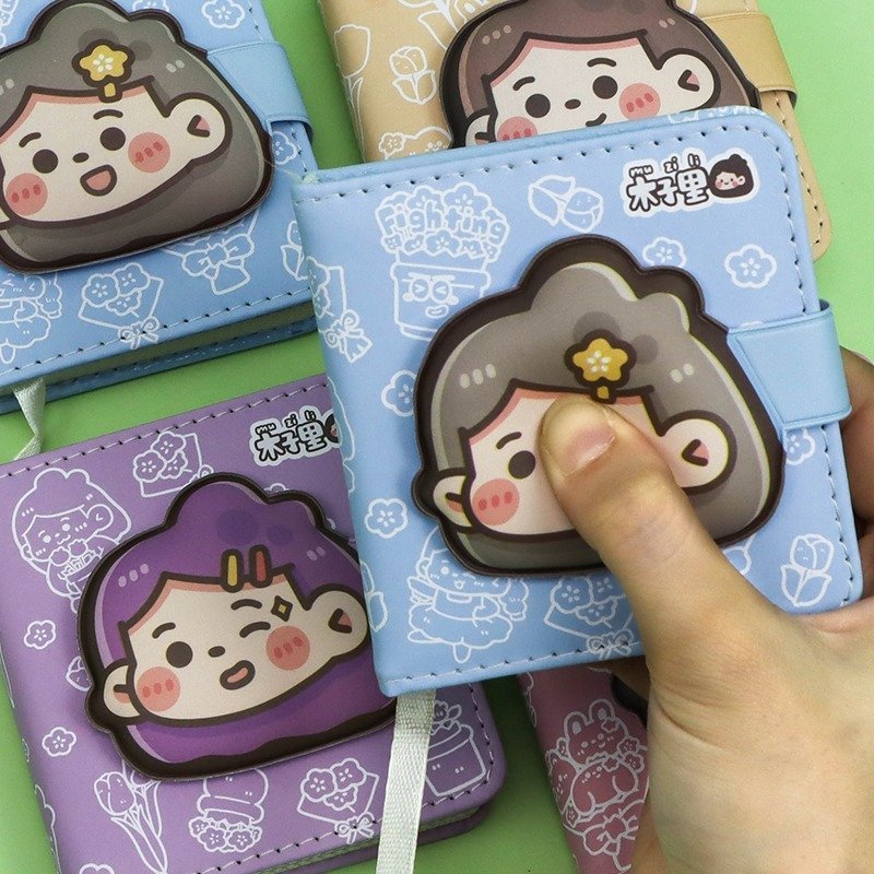 128-Page Cartoon-Themed School Notebook with Magnetic Button Decompression Journal Memo Pads for Students
