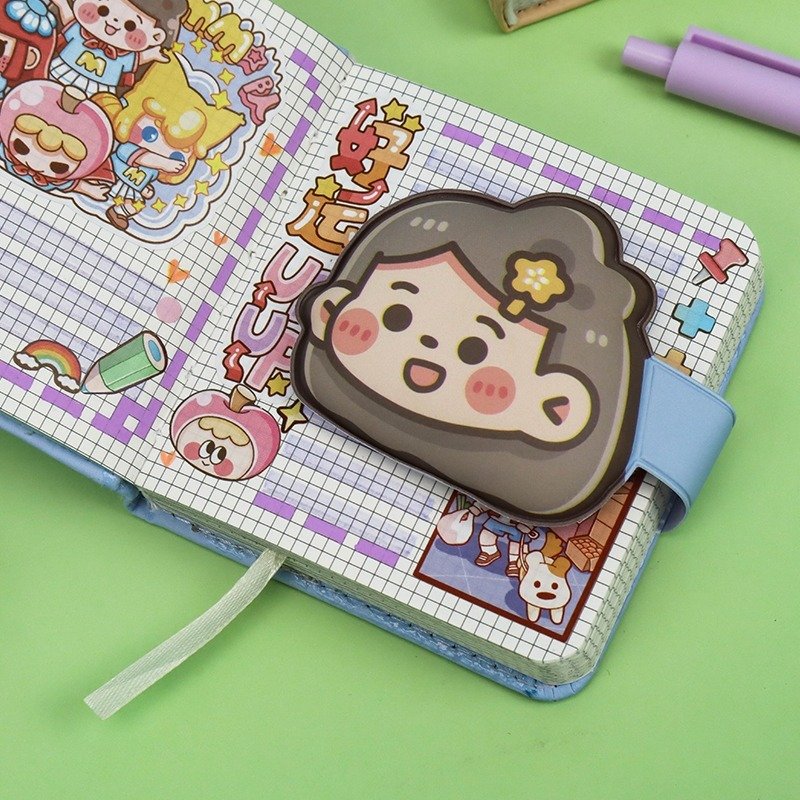 128-Page Cartoon-Themed School Notebook with Magnetic Button Decompression Journal Memo Pads for Students