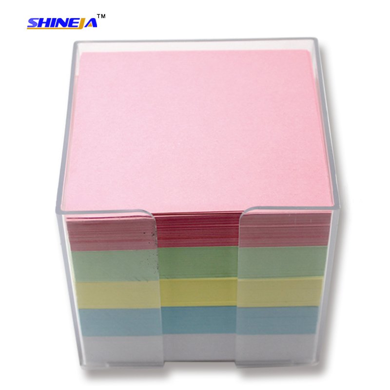 Good quality assorted colorful paper notes with plastic box for school and office