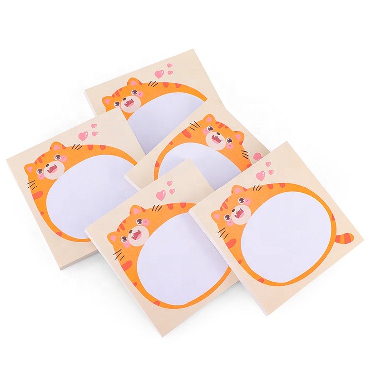 Square Sticky Notes Different Little Fat Cat Cartoon Patterns 3X3 Inch Orange Sticky Note For Office School