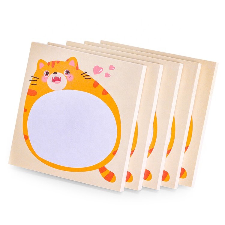 Square Sticky Notes Different Little Fat Cat Cartoon Patterns 3X3 Inch Orange Sticky Note For Office School