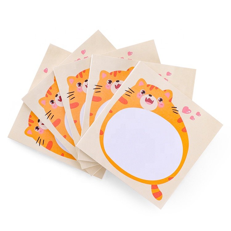 Square Sticky Notes Different Little Fat Cat Cartoon Patterns 3X3 Inch Orange Sticky Note For Office School