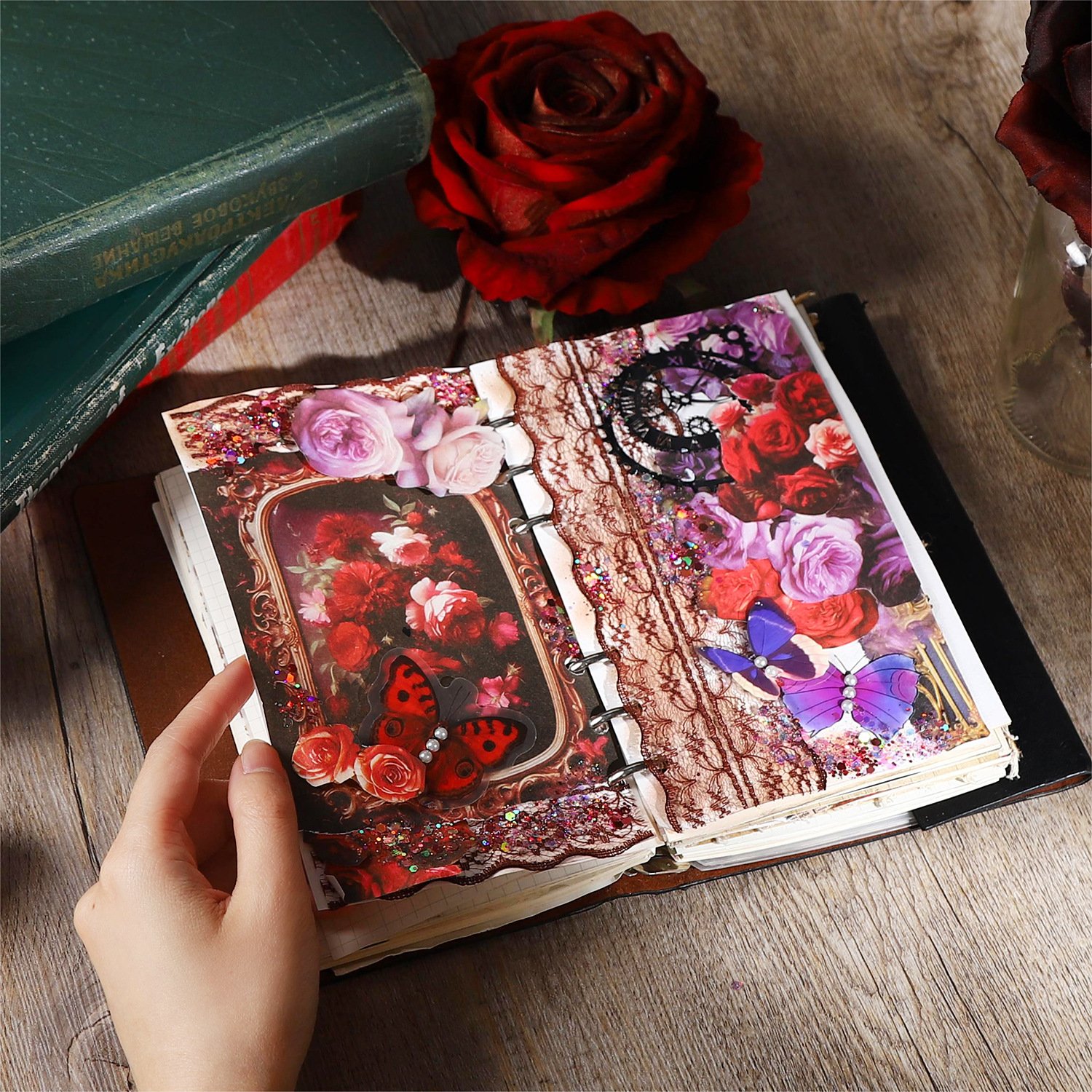 30pcs/pack Material Paper Rosy Promise Series Vintage Rose Theme Handbook Material