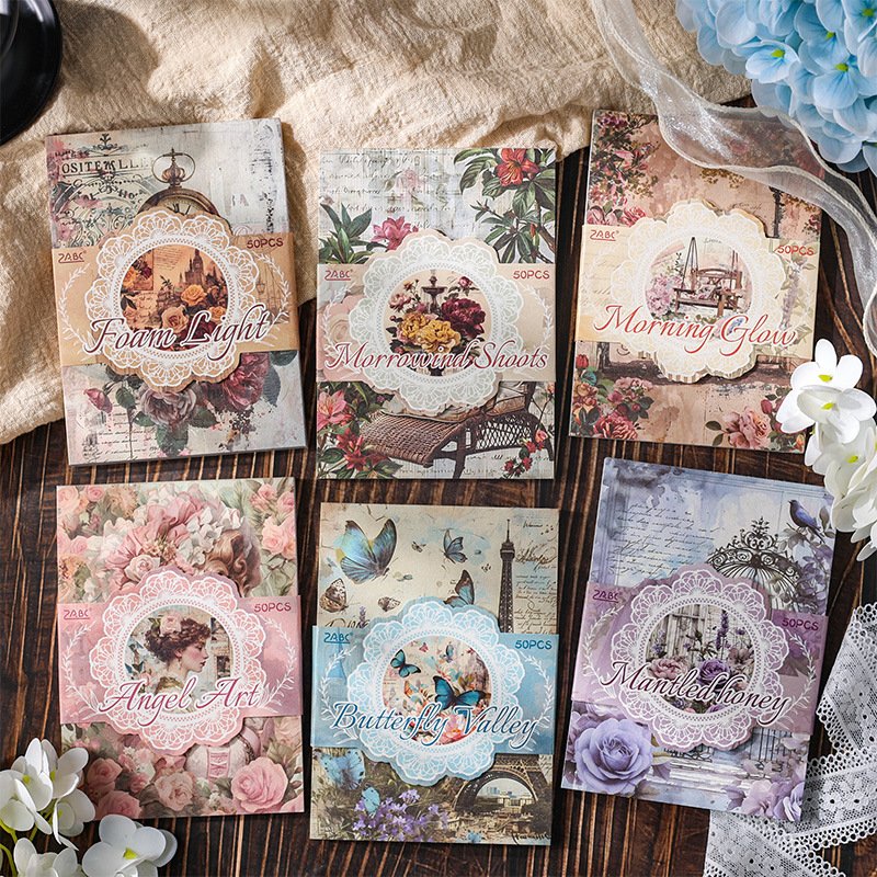 50pcs/pack Haruyama Haruno Retro Handbook Material Book Handbook Sticky Notes Non-Adhesive Material Paper