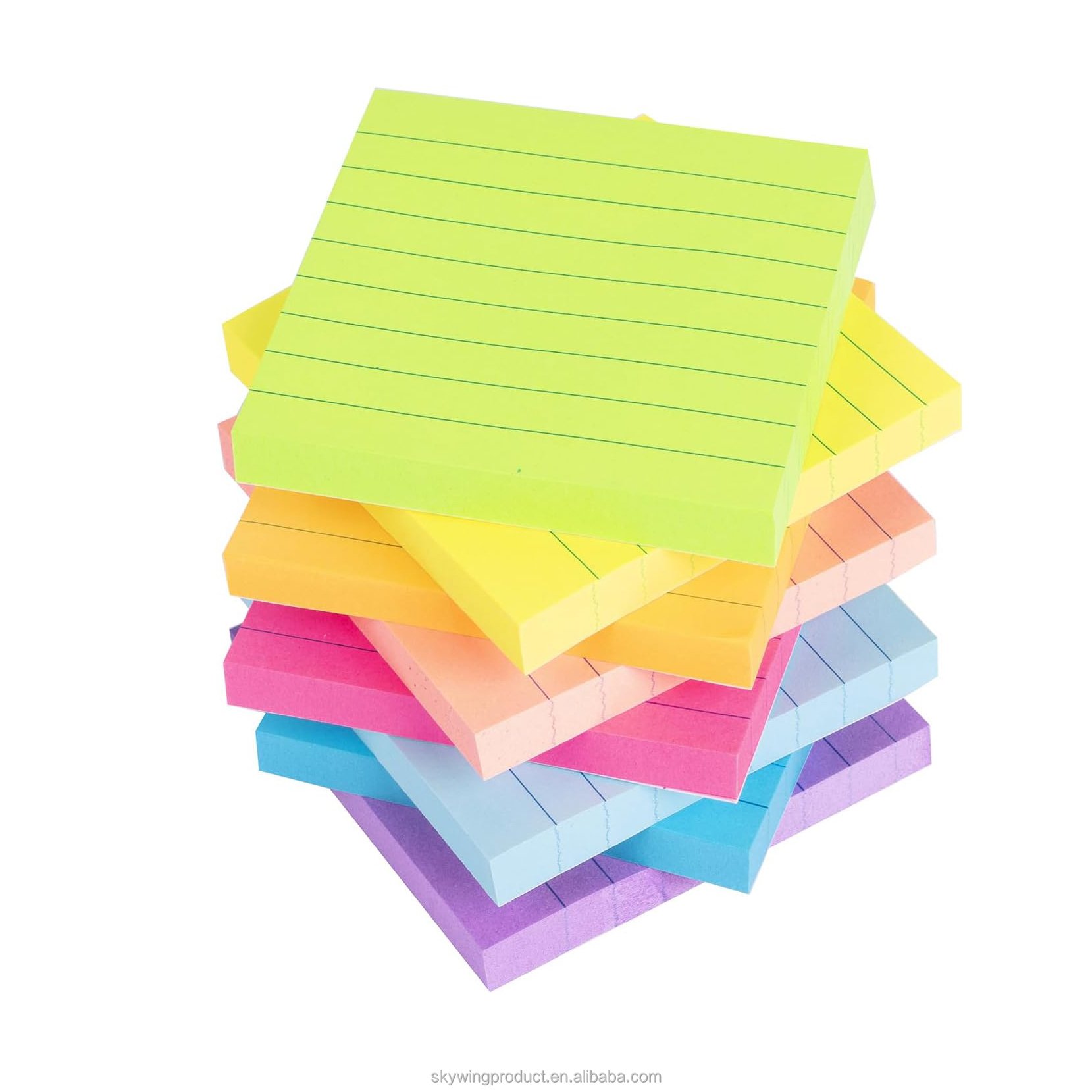 3x3 in Post Ruled Sticky Super Sticking Power Memo Pads Bright Colors Office Products Lined Sticky Notes