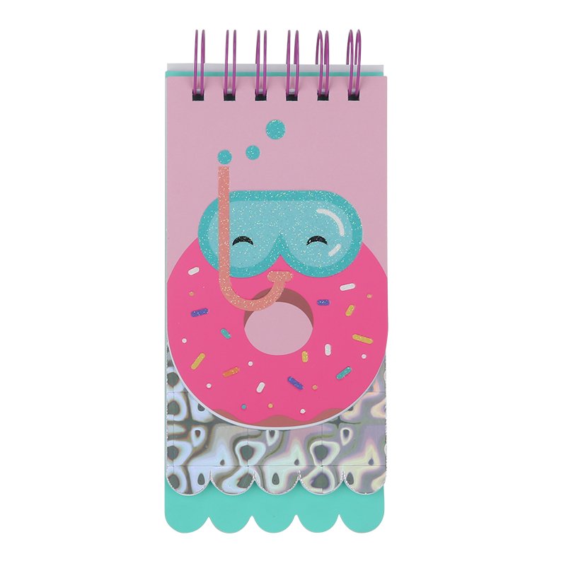 Cute Kawaii Custom Logo Printing Mini School Notes Glitter Ice Cream Donut Kids Softcover Spiral Notebook Memo Pad