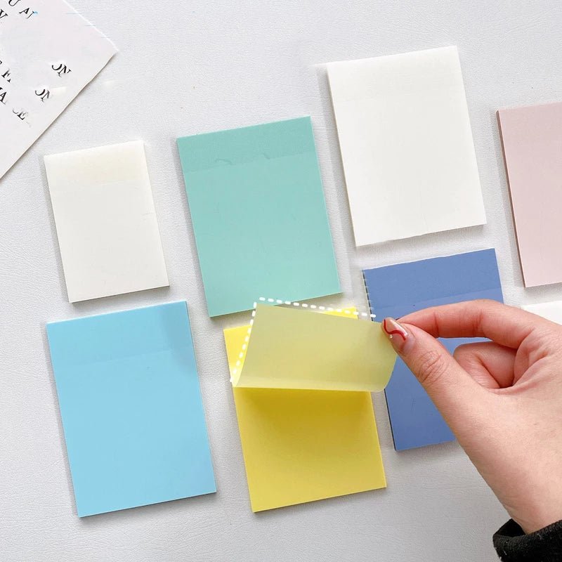 Custom Shape Promotional Printing Cute Yellow Clear Translucent Sticky Notes Memo Pad Book Holder Set With Logo Tabs